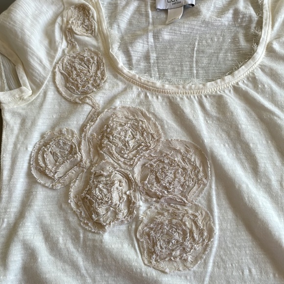 ANN TAYLOR LOFT short sleeve T-Shirt cream Size SP - Picture 10 of 13